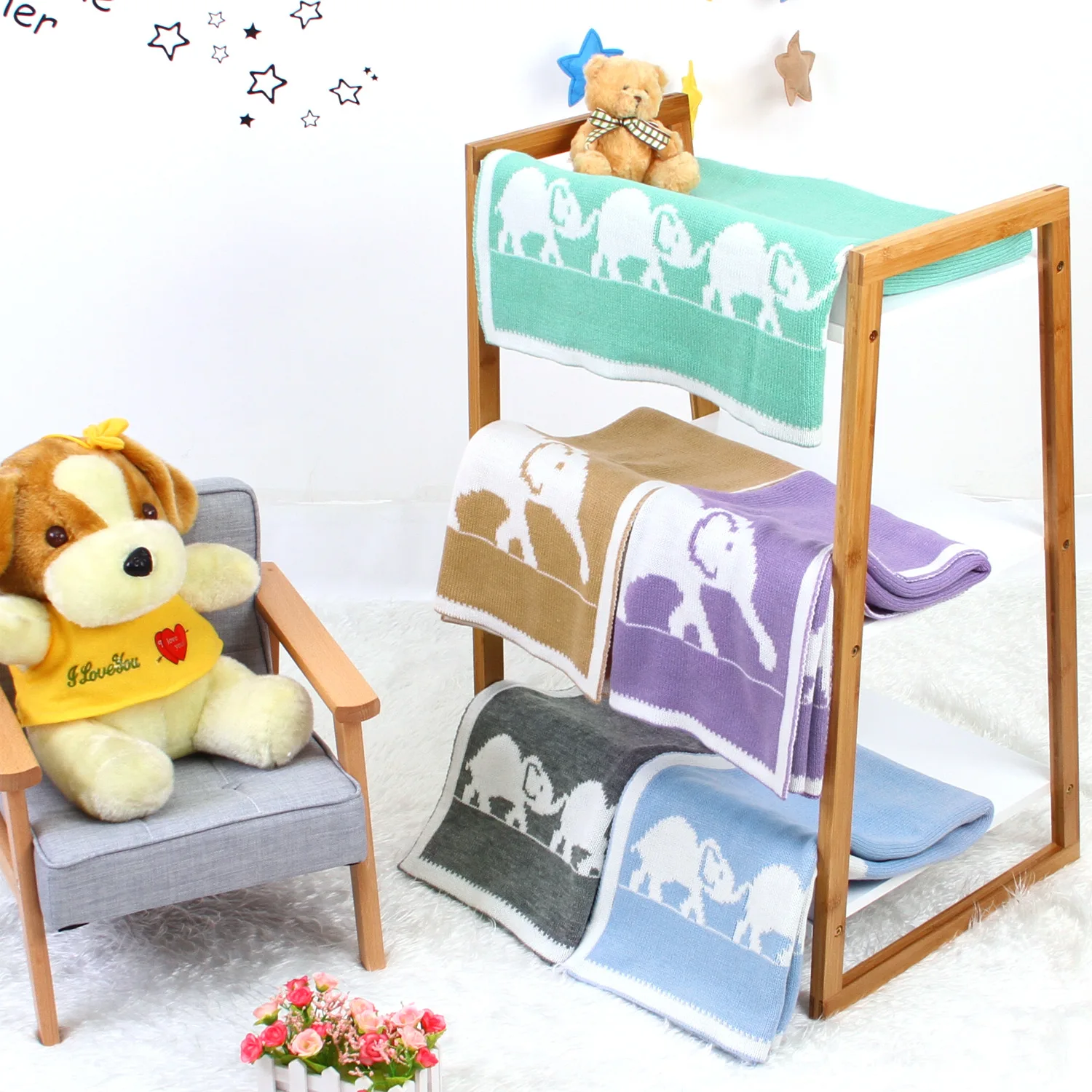 Cobertores do Bebê Envoltório do Bebê de Malha Cobertor para o Miúdo Elefante dos Desenhos Infantil da Criança Recém-nascido Carrinho Swaddle Animados Cama Swaddling 4 Cobertores e mantas