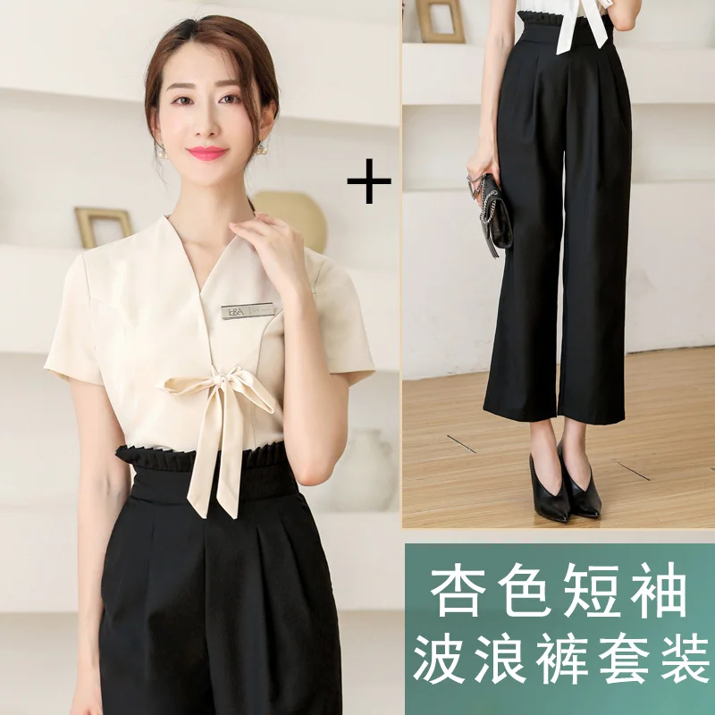 women uniform chinese style workwear medical scrubs work suit v neck dentist spa massage sets health club beautician - Цвет: color4
