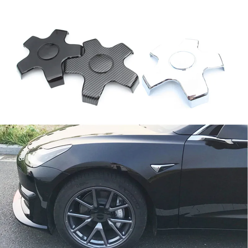 

For Tesla Model 3 ABS Carbon Fiber Hub Caps Wheel Center Caps Cover Dustproof Wheel Decorative Trim Auto Exterior Accessories