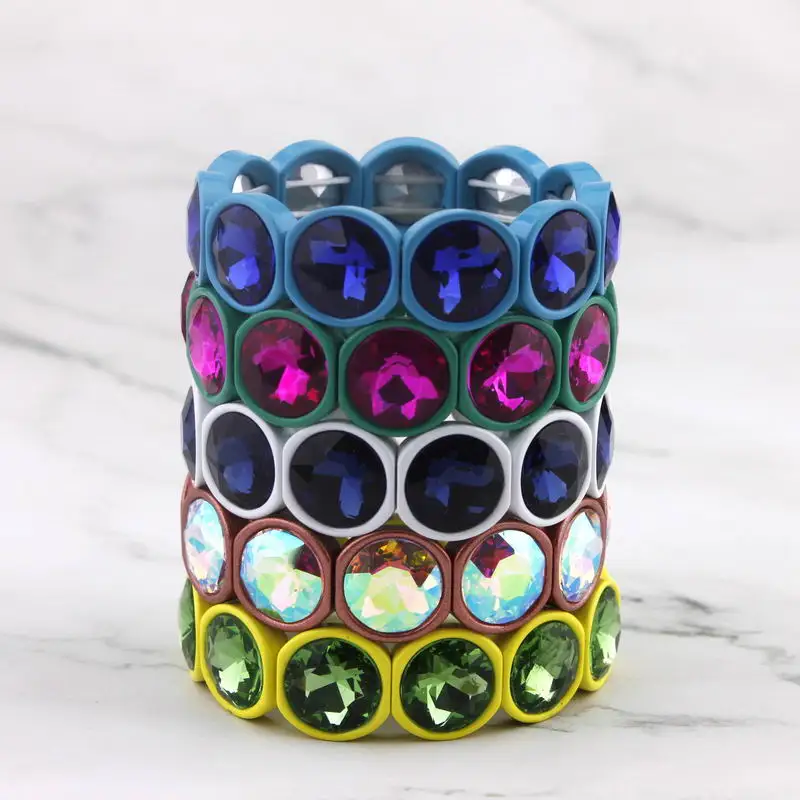 

Faceted Glass Crystal Dot Elastic Bangles Bracelets