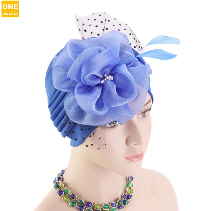 

Muslim Women Church Derby Fascinator turban cap Hair Accessories Bridal Tea Party Wedding Hat Chemo Beanie Hat Hair Loss African