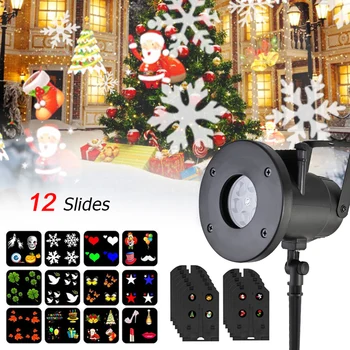 

3/5W LED Spotlight 12 Pattern Christmas Snowflake Projector Lamp Waterproof Indoor Outdoor Spot LightsHalloween Party Spotlights