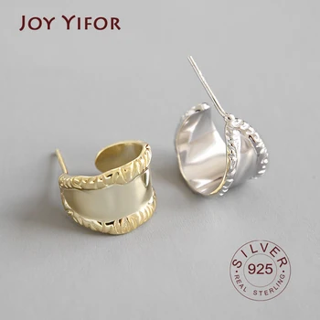 

925 Sterling Silver INS niche simple wave sand wide surface Stud Earrings Women Earrings Wedding Banquet Girlfriend