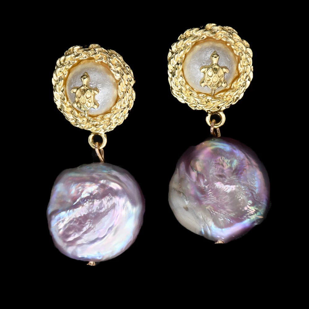 Kbjw Original Jewelry Earring Vintage Baroque Pearl Pendant Earrings Gold Color Fancy Purple Real Pearl Earring For Prom Women Stud Earrings Aliexpress