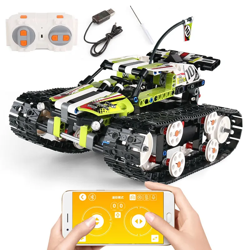 Technic RC Гусеничный Гоночный Автомобиль Дистанционное управление Радиоуправляемая машина Строительные блоки Набор город техника автомобиль серии 20011 игрушки подарочные кубики - Цвет: 13023-410PCS