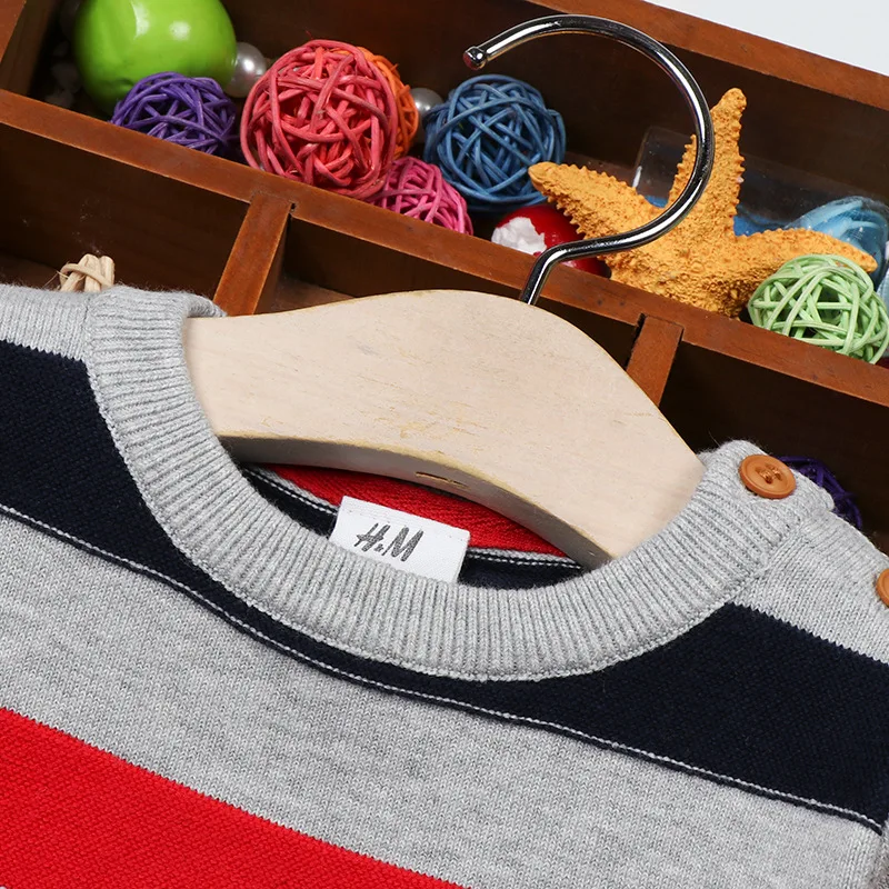 

2019-Autumn And Winter BOY'S Stripes Pullover Sweater Children MEN'S Knitted Shirt Small CHILDREN'S Shoulder Button Tops Childre
