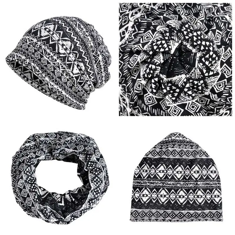 Новинка, женские шапочки Skullies, женская мода, высокое качество, в стиле хип-хоп, Цветочный, зимняя шапка, шарф, для взрослых, полиэстер, Осенняя шапка, головной убор
