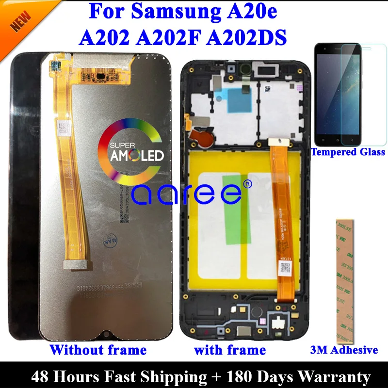 ЖК-экран для samsung A20e ЖК-дисплей A202 ЖК-дисплей для samsung A202 A202F A202DS ЖК-экран сенсорный дигитайзер сборка