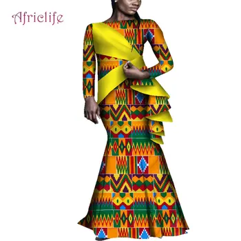 

African Bazin Fabric Traditional Dresses Plus Size 7xl Women Spring Fall Clothing African Dresses for Women WY4629