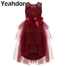

Flower Girls Dresses Floral Lace Sleeveless Tulle Princess Dress Kid Dresses for Girl Wedding Party Dress Petite Robe Filles