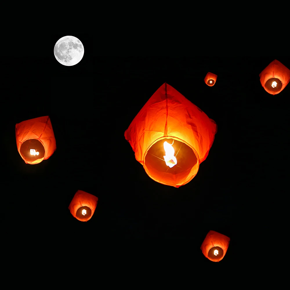 Sky Lantern 50pcs/lot Diy Chinese Kongming Paper Flying Wishing Lanterns Fly Candle Lamps