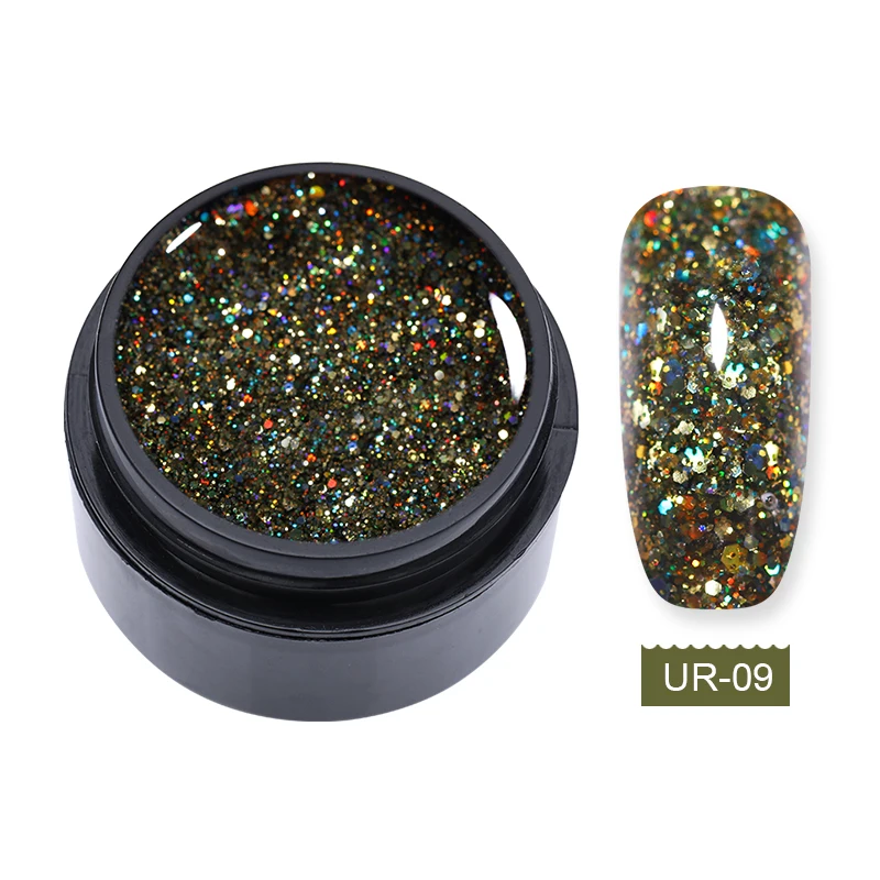Sequins 9 Ur Sugar 15 мл поливинилхлоридный УФ-гель с розовым блеском, блестящий лазер для быстрого наращивания ногтей, строительный Гель-лак для ногтей - Цвет: Sequins 9