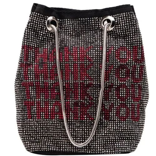 Спасибо блестки женские сумки через плечо Кристалл Bling модные женские сумки ведро Модный Для Девочек Блестящий большой сумки на плечо - Цвет: BK