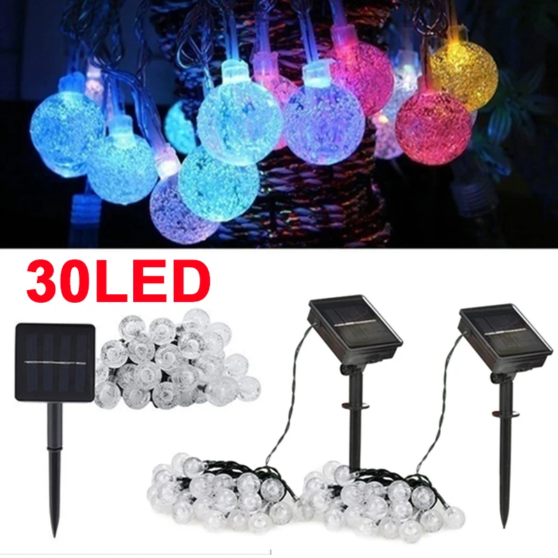 

Fairy String Solar Outdoor Landscape Lamp Festival Romantic Fairy Light Xmas Decor Crystal Globe Ball Super Bright