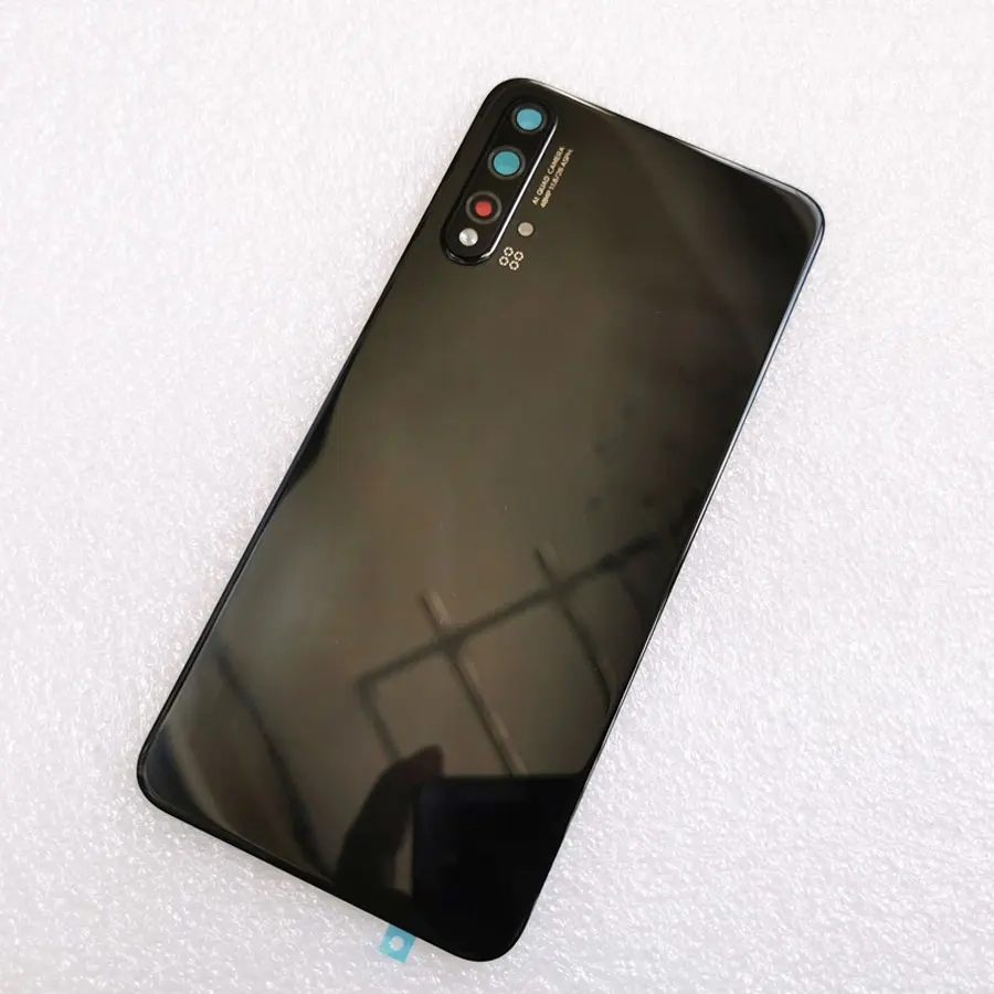 3D закаленное стекло задняя крышка для huawei Nova 5 Pro запасные части задняя крышка батарейного отсека Корпус+ объектив камеры - Цвет: Black