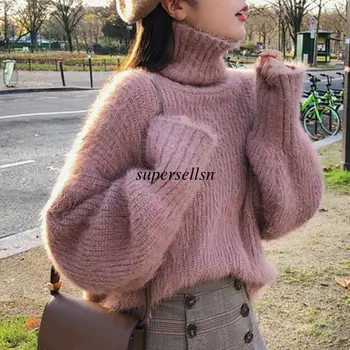 

Korean Women Turtleneck Winter Warm Pullover Sweater Jumper Knit Top Blouse