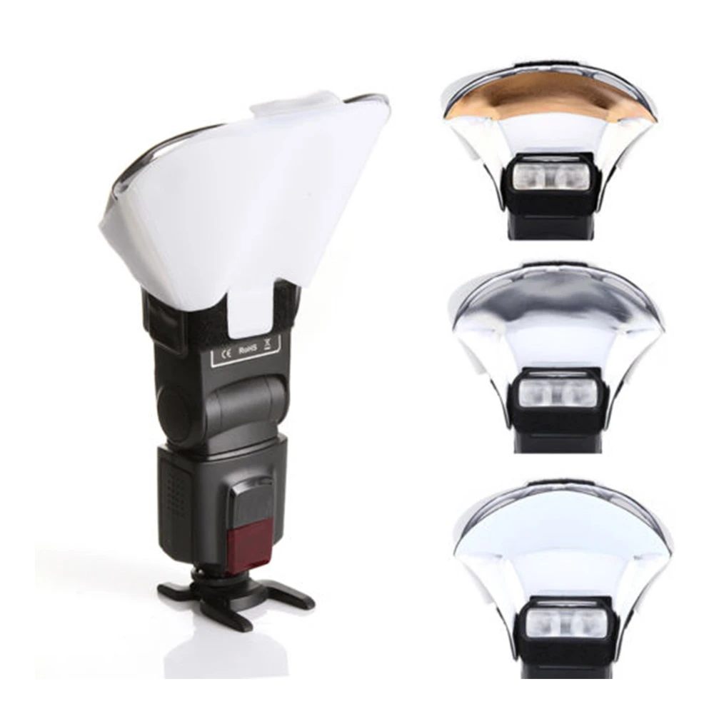 Speedlight Flash Lightning Bounce Reflective Card Diffuser w/ 3 Color