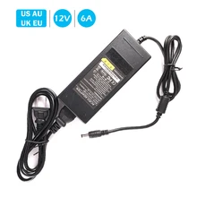 12V6A US/AU/UK/EU AC DC адаптер с IC чип импульсный источник питания 12 В 72 Вт для ЖК-телевизора монитор адаптер конвертер ТВ DVR зарядное устройство