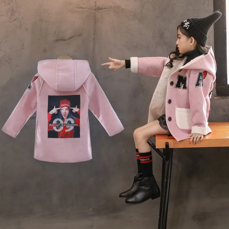 style 1 pink Детская одежда зимняя куртка для девочек г. Осенне-зимний Повседневный студенческий жакет детское бархатное утепленное пальто с капюшоном - Цвет: style 1 pink