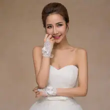 Летнее свадебное платье перчатки Кружева Лук Короткие На Шнуровке Галстук перчатки без пальцев невесты Свадебные аксессуары шнур