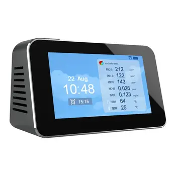 

Multifunction LCD Digital Display Quick Sensing Air Quality Monitor Gas Pollution Meter Detector PM2.5+CO2+TVOC + AQI De