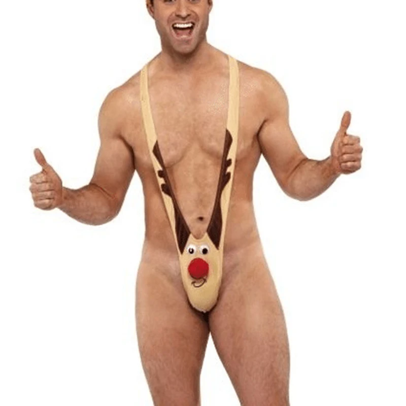 Рождественский олень мужское Сексуальное белье костюм для косплея мужской бондаж плечо мышцы мужчины выдалбливают ремни на шею