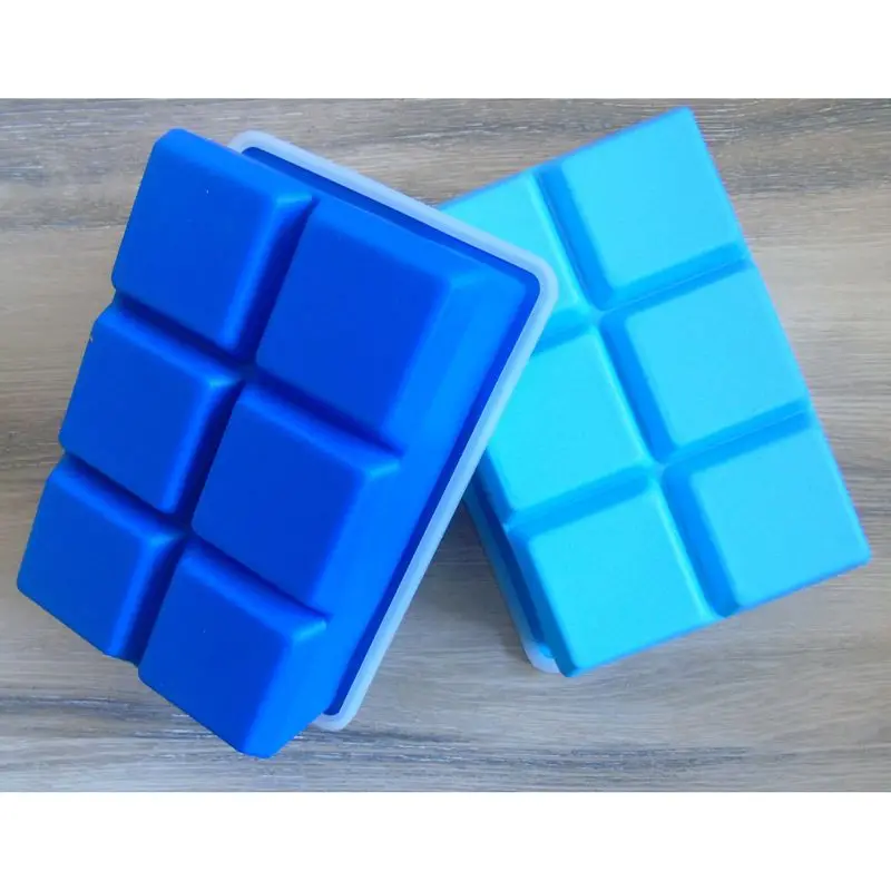 Silicone Ice Cube Tray w/ Lid 6 Cubes Salad Storing Freezing Baby Food Ice Mould