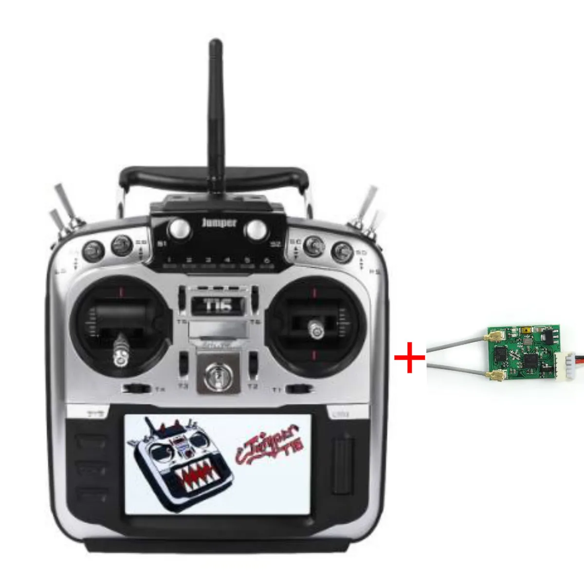 Mode 2 With R1 RX Jumper T16 Pro Hall Gimbal с открытым исходным кодом мультипротокол радиопередатчик JP4-in-1 Moduel JumperTX 2,4G 16CH для гоночного дрона FPV - Цвет: Mode 2 With R1 RX
