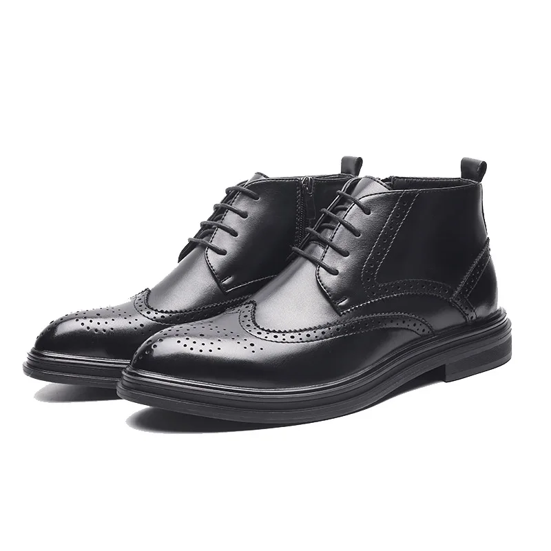 Деловые удобные мужские ботинки-оксфорды на шнуровке, на молнии оксфорды с закрытым носком модельные мужские туфли с перфорированным носком, размеры 6-13