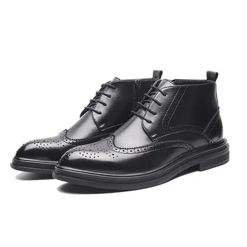 

Formal Business Comfortable Lace-up Zipper Men's Oxford Boots Cap-Toe Oxford Boots Wingtip Dress Shoes for Man Size 6~13