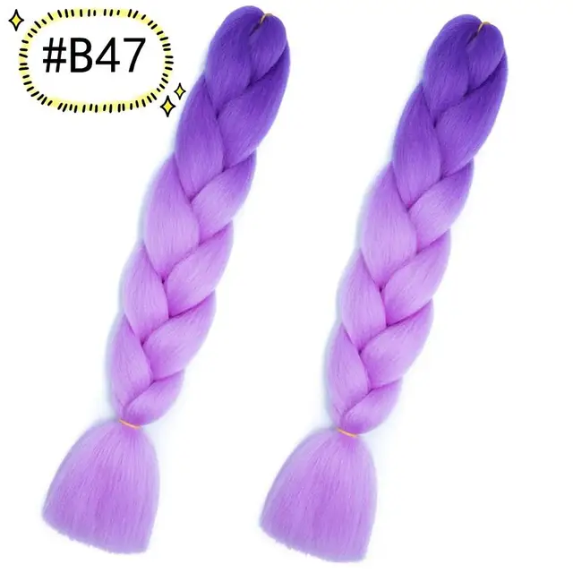 Jumbo Braiding Hair Extensions Kanekalon Braiding Hair 24 Inch Ombre Multiple Tone Colored Synthetic Hair for Women B47