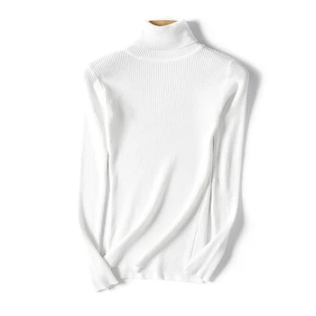 

Woman Knitted Sweater Jumper Autumn Slim Solid Pullover Soft Elastic Turtleneck Warm