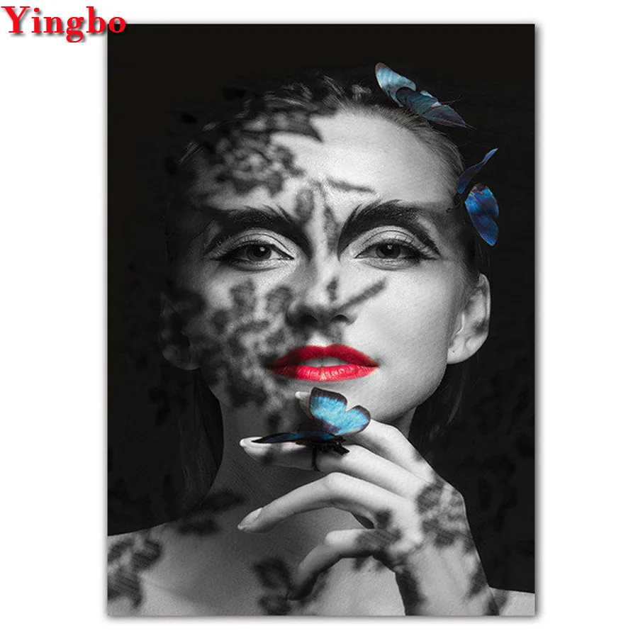 5d diamond art new 2020 Daimond Painting Fashion Model butterfly woman 3D Diamond mosaic Rhinestones Embroidery Diamant | Дом и сад
