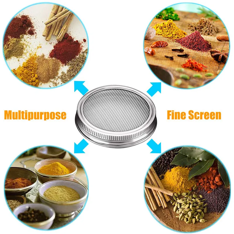 1/4PCS Kitchen Tea Colanders Stainless Steel Lids& Filter Coladores Germination Strainers For Jar Seed Germination Strainers
