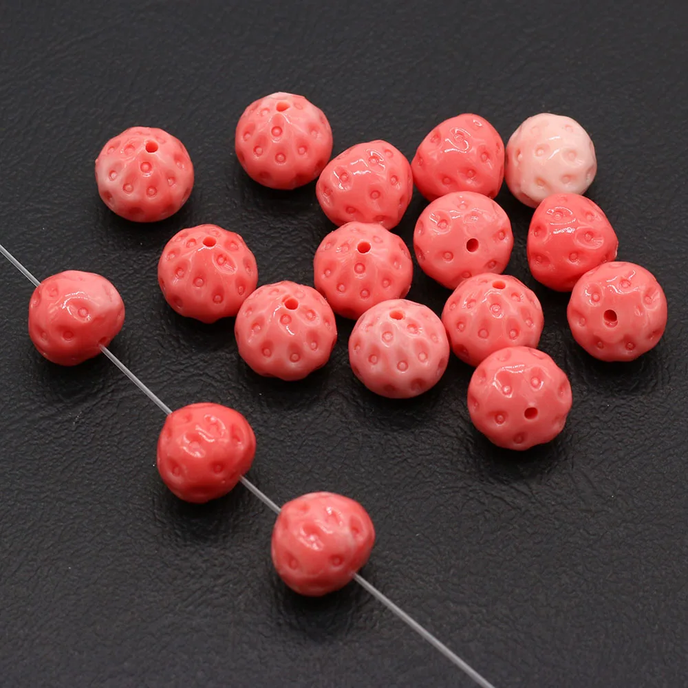 70PCS Wholesale Coral Pink Strawberry Beads Crafts For Jewelry Making DIY Necklace Bracelet Earring Accessory Charm Gift