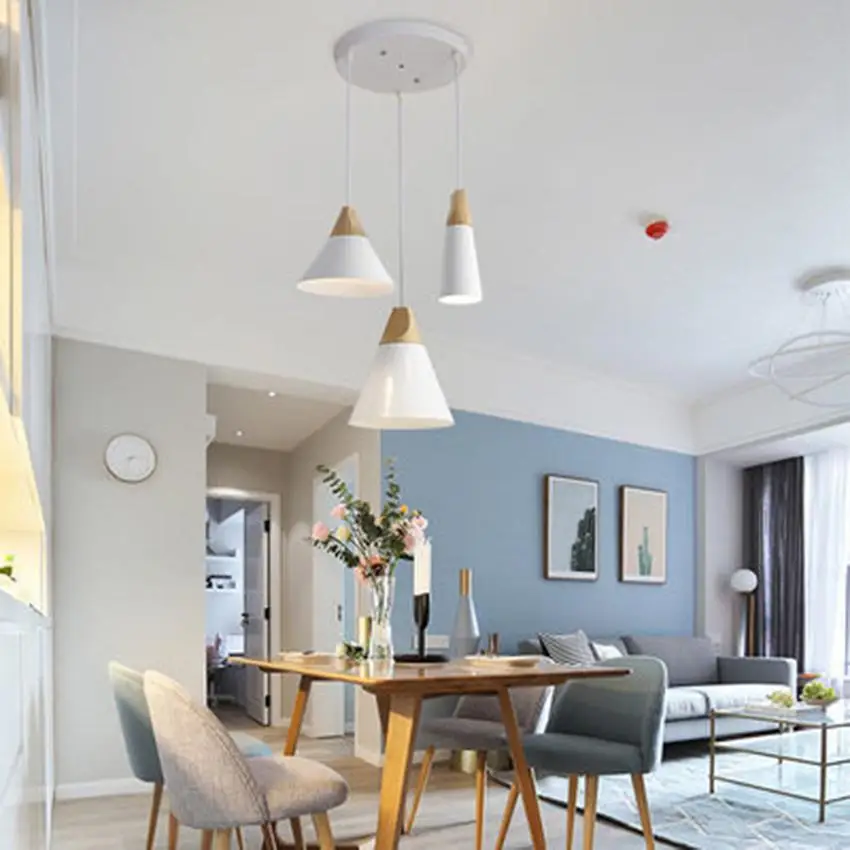 

Nordic Simple LED Pendant Lights E27 Aluminum Wood Lamp Head Pendant Lamps Home Restaurant Counter Decoration Lighting Luminaire