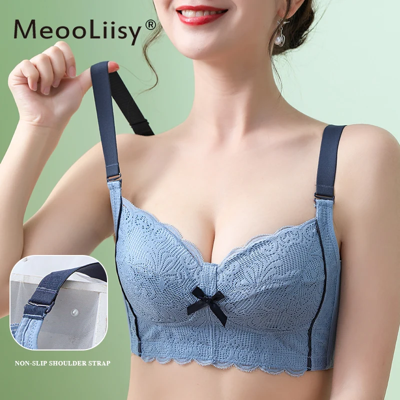 MeooLiisy Plus Size Minimizer Bras for Women Ultra-thin Wireless Underwear Push Up Lingerie adjustable Bras B C D Cup