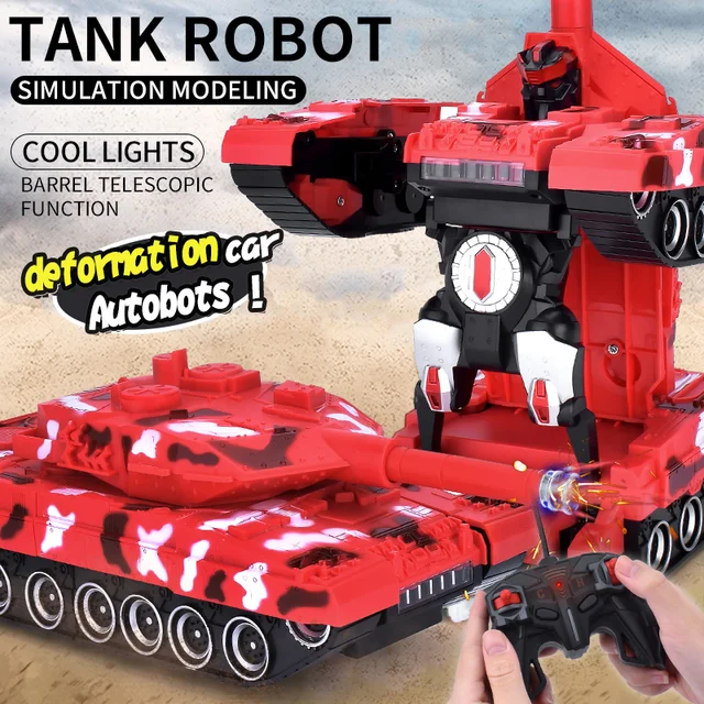 Children's Toy RC Tank Car Deformation Robot Remote Control Car RC Simulation Sound Effect Car One-click Toy for Boy Kids Gifts 2