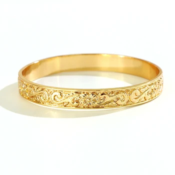 

Say Hello Inner Diameter 7-9CM Polynesian Hawaiian Style Gold Color Flower Men Woman Around Bracelet Bangle K6606