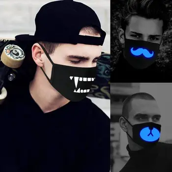

Halloween Unisex Anti-Dust Mouth Mask Luminous Glow in The Dark White Blue Vampire Skull Ghost Print Cosplay Costume Mask