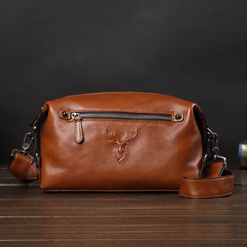 

Genuine Leather Clutch Bag Men Cowhide Messenger Bag Fashion Ipad Shoulder Bag Small Messenger Bag Vintage Soft Casual Bags