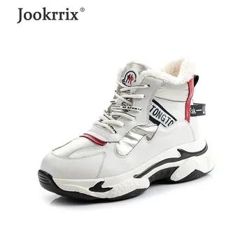 

Jookrrix 2019 Women Fashion Genuine Leather Shoes Women Comfoetable Increased Wedges Thick Sole For Female High Top Sneakers
