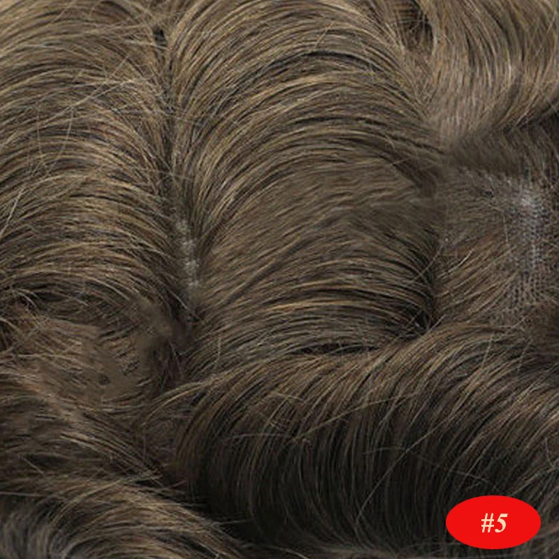 Тонкая кожа 0,08-0,1 мм мужской парик 8x10 дюймов системы замещения волос ручной работы парик человеческие натуральные волосы remy для мужчин - Парик Цвет: 5