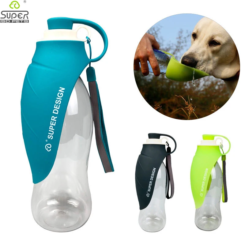 580ml Sport Portable Pet Dog Water Bottle Silicone Travel Dog Bowl For Puppy Cat Drinking