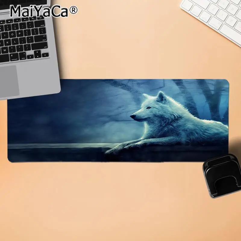 MaiYaCa Wolf At the Moon night высокоскоростной коврик для мыши противоскользящие прочные силиконовые компьютерные коврики - Цвет: LockEdge 30X90cm