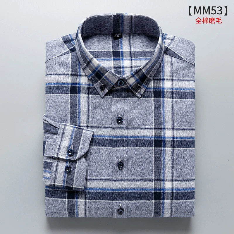 MM53 Плюс-Размер 5XL 6XL 7XL 8XL подушки из чистого хлопка в клетку модные рубашки с длинным рукавом для мужчин толстый парень дизайн формальный Social 110 кг 120 кг 130 кг - Цвет: MM53