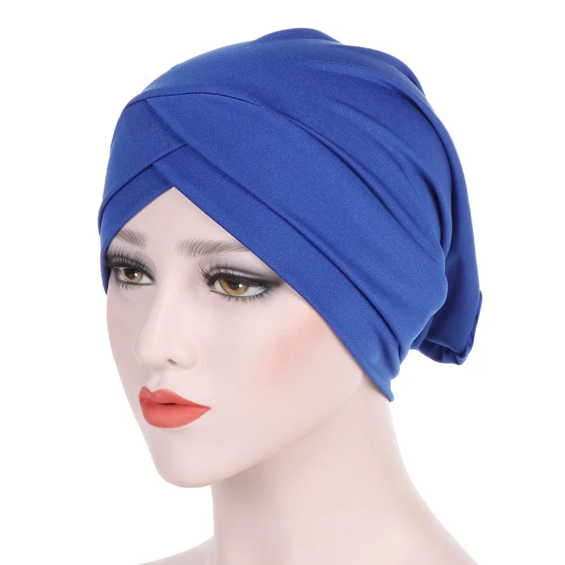 

New Elastic Jersey Female Turban Cap Muslim Women Hijab Bonnet Hats Modal Indian cap Cross Islamic Headscarf Hat turbante mujer