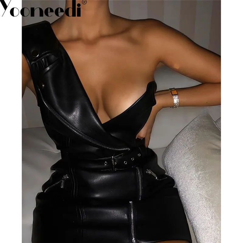 Yooneedi Best Quality New Arrival Women Dress Color Solid One Shoulder Strapless Ladies Mini Dress SDE10555