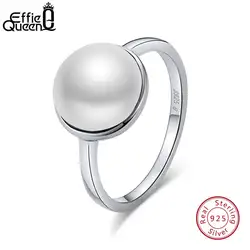 Rinntin Подлинная стерлингового Серебряные кольца для Для женщин Высокое качество имитация жемчуг серебро Цвет женский кольцо вечерние