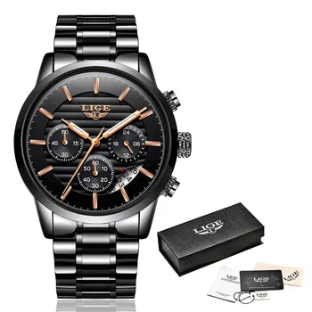 

Luxury fashion men black color round shape design Quartz Wrist watch stainless steel band men Business Quartz watch 0918-71